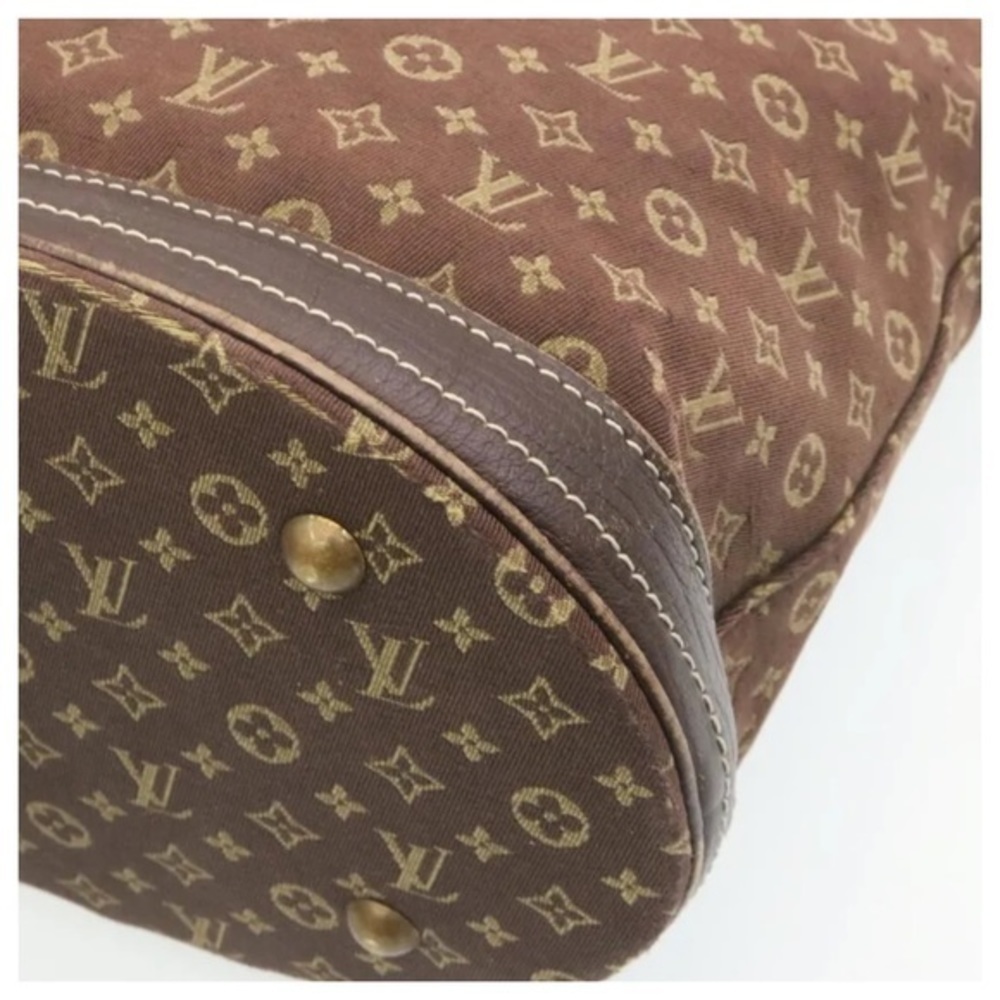 Authentic LOUIS VUITTON Monogram Mini Lin Bucket PM Shoulder Bag Brown - Picture 9 of 13